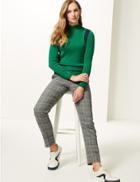 Marks & Spencer Slim Checked Trousers Green Mix