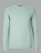 Marks & Spencer Pure Cotton Textured Jumper Sea Green