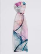 Marks & Spencer Pure Silk Printed Scarf Lilac Mix