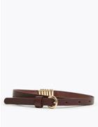 Marks & Spencer Skinny Leather Chevron Detail Waist Belt Bordeaux