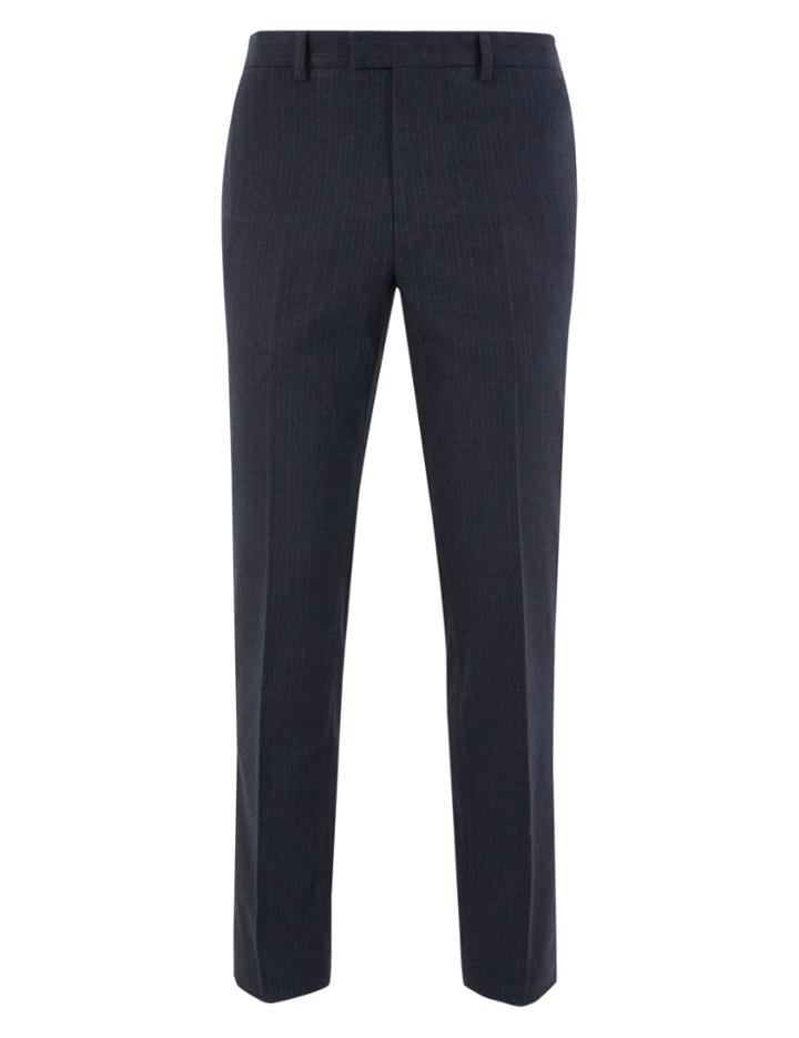 Marks & Spencer Slim Fit Striped Stretch Trousers Navy