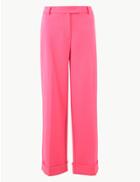 Marks & Spencer Turn-up Wide Leg Trousers Hot Pink