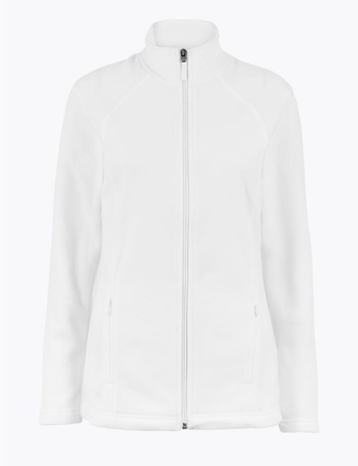 Marks & Spencer Zipped Detail Fleece Jacket Winter White