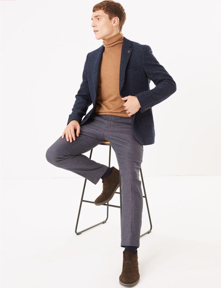 Marks & Spencer Luxury Tailored British Wool Jacket Blue