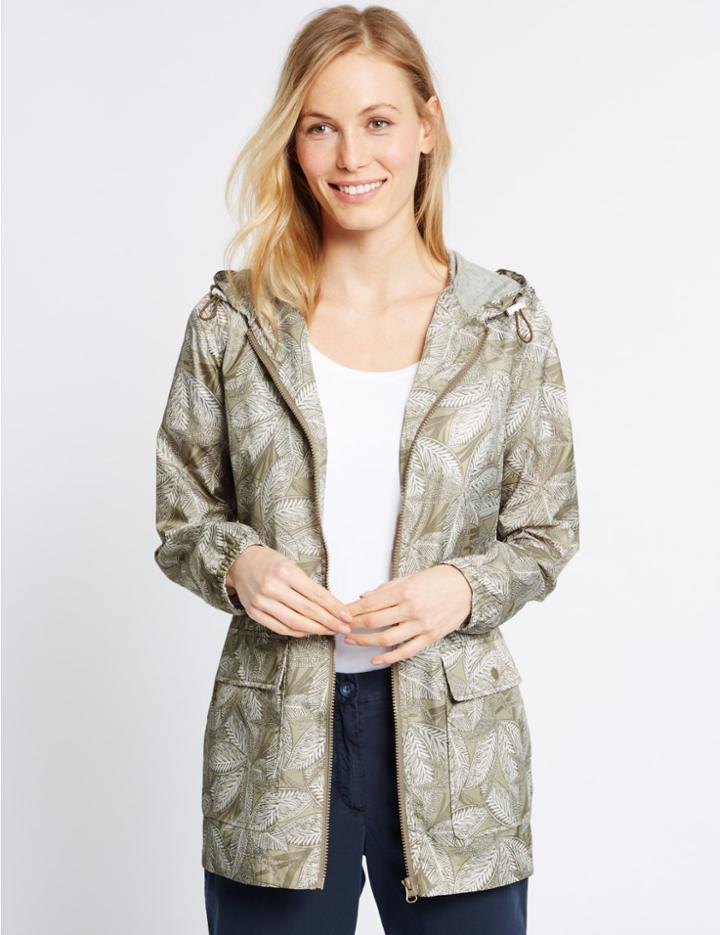 Marks & Spencer Leaf Print Parka Coat With Stormwear&trade; Taupe Mix