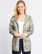 Marks & Spencer Leaf Print Parka Coat With Stormwear&trade; Taupe Mix