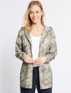 Marks & Spencer Leaf Print Parka Coat With Stormwear&trade; Taupe Mix