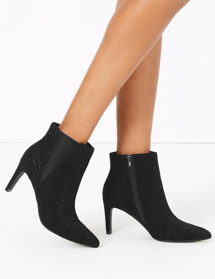 Marks & Spencer Diamant Stiletto Heel Chelsea Ankle Boots Black