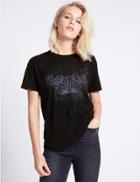 Marks & Spencer Modal Blend Printed Short Sleeve T-shirt Charcoal
