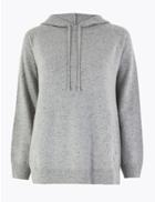 Marks & Spencer Cashmere Relaxed Fit Hoodie Grey Marl