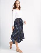 Marks & Spencer Printed Asymmetrical Midi Skirt Navy Mix