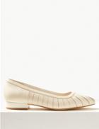 Marks & Spencer Wide Fit Leather Almond Toe Pumps Soft White