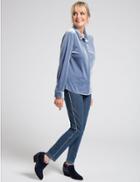 Marks & Spencer Velvet Long Sleeve Shirt Prussian