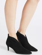Marks & Spencer Suede Kitten Heel Shoe Boots Black