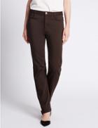 Marks & Spencer Roma Rise Straight Leg Jeans Chocolate