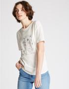 Marks & Spencer Modal Blend Floral Print T-shirt White Mix