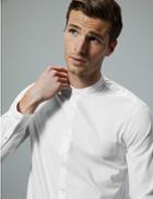 Marks & Spencer Cotton Rich Grandad Shirt With Stretch White