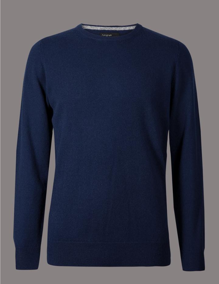 Marks & Spencer Pure Cashmere Crew Neck Jumper Cobalt