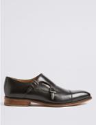 Marks & Spencer Leather Double Monk Strap Shoes Black