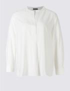 Marks & Spencer Plus Notch Neck Long Sleeve Tunic Ivory