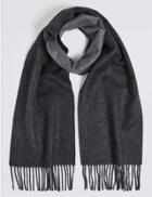 Marks & Spencer Reversible Pure Cashmere Woven Scarf Charcoal