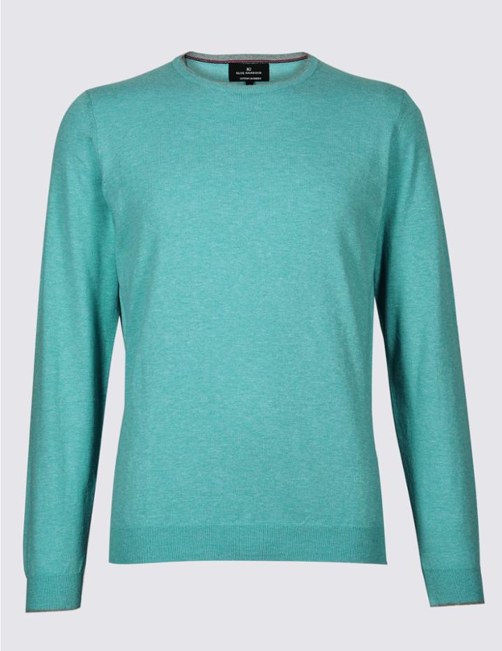 Marks & Spencer Cotton Cashmere Blend Jumper Soft Turquoise
