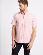 Marks & Spencer Pure Cotton Oxford Shirt With Pocket Peach