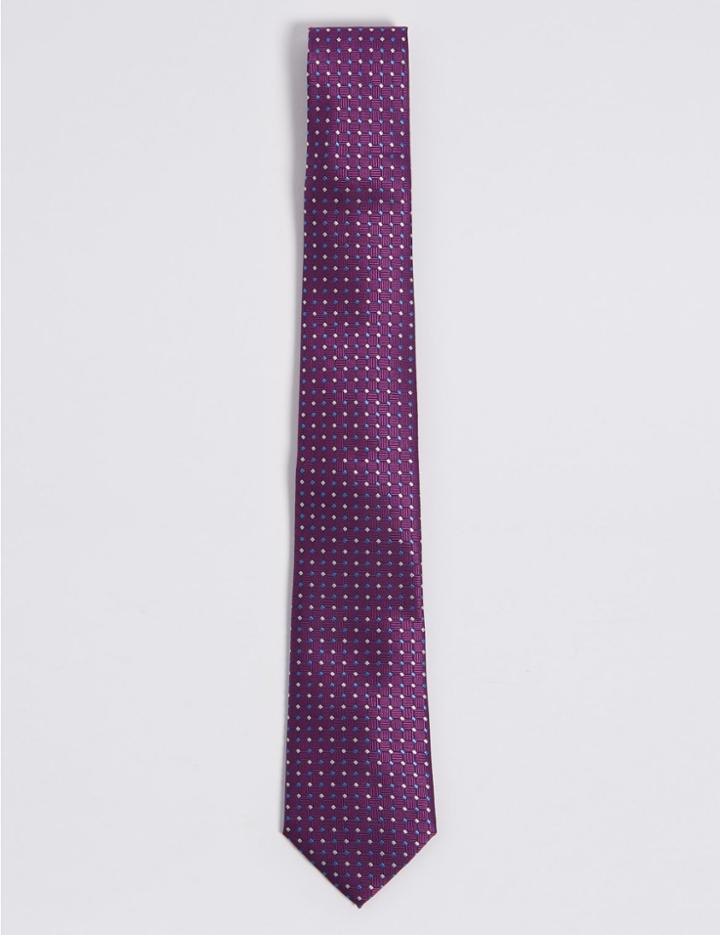 Marks & Spencer Textured Tie Magenta Mix