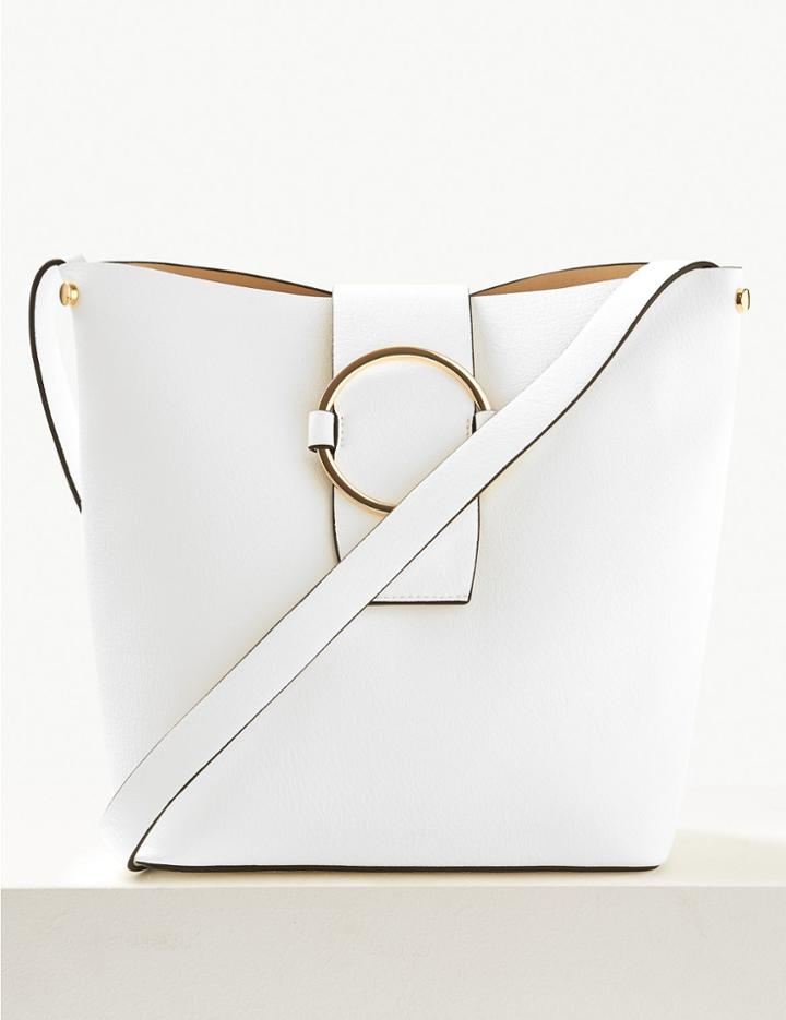 Marks & Spencer Faux Leather Ring Detail Bucket Bag White
