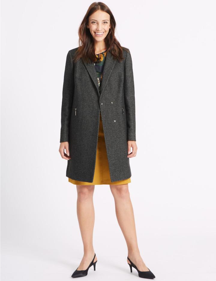 Marks & Spencer 2 Pocket Textured Coat Charcoal