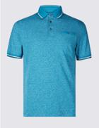 Marks & Spencer Slim Fit Cotton Rich Textured Polo Shirt Teal Mix
