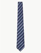 Marks & Spencer Silk Slim Striped Tie Blue Mix