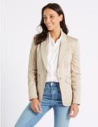 Marks & Spencer Cotton Rich Single Breasted Blazer Winter White