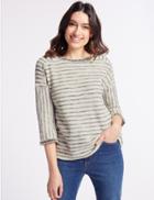 Marks & Spencer Cotton Rich Boucle Striped T-shirt Blue Mix