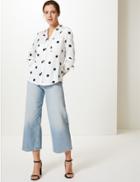 Marks & Spencer Polka Dot Button Detailed Shirt Ivory Mix