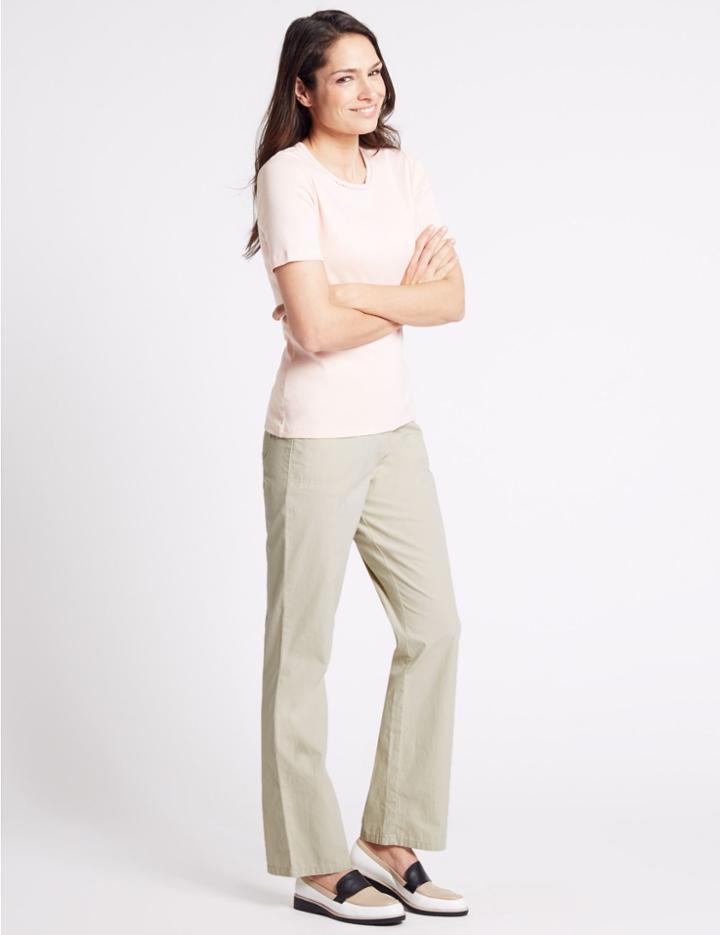 Marks & Spencer Pure Cotton Straight Leg Trousers Mocha