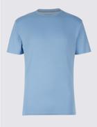 Marks & Spencer Slim Fit Pure Cotton Crew Neck T-shirt Pale Blue Mix