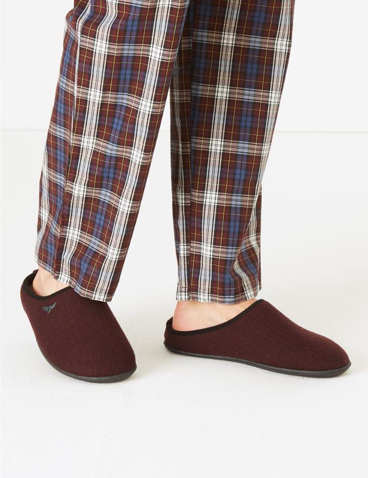 Marks & Spencer Knitted Mule Slippers Burgundy