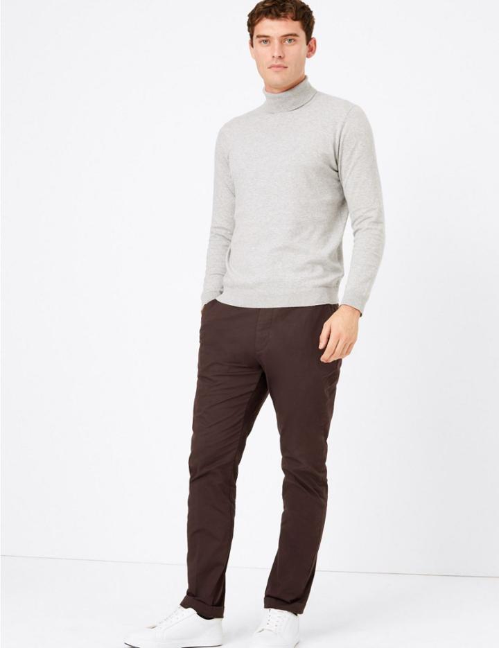 Marks & Spencer Slim Fit Cotton Stretch Chinos Raisin