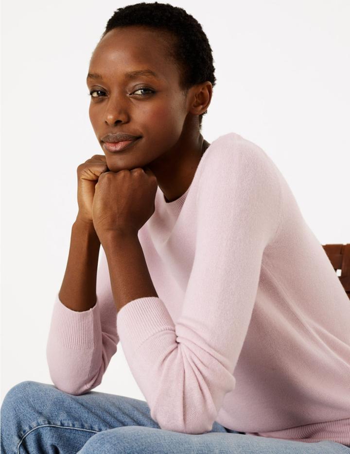 Marks & Spencer Cashmilon&trade; Round Neck Jumper Pale Lilac