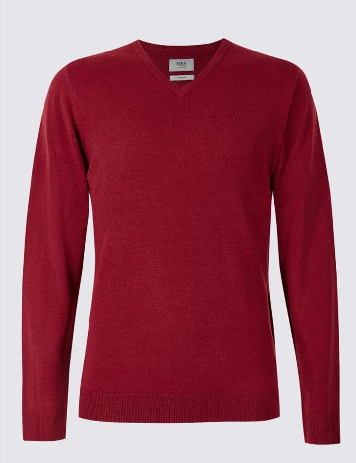 Marks & Spencer V-neck Jumper Ruby