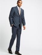 Marks & Spencer Textured Tailored Fit Wool Jacket Denim