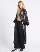 Marks & Spencer Floral Print Long Sleeve Kimono Top Black Mix