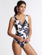 Marks & Spencer Secret Slimming&trade; Floral Print Wrap Swimsuit White Mix