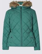 Marks & Spencer Padded & Quilted Jacket With Stormwear &trade; Petrol Green