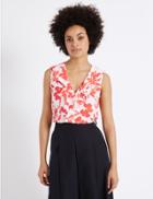 Marks & Spencer Floral Print Frill Detail Shell Top Red Mix