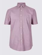 Marks & Spencer Pure Cotton Slim Fit Shirt With Pocket Dusky Rose
