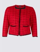 Marks & Spencer Plus Dogstooth Contrasting Edge Jacket Red