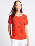 Marks & Spencer Ditsy Print Short Sleeve T-shirt Red Mix