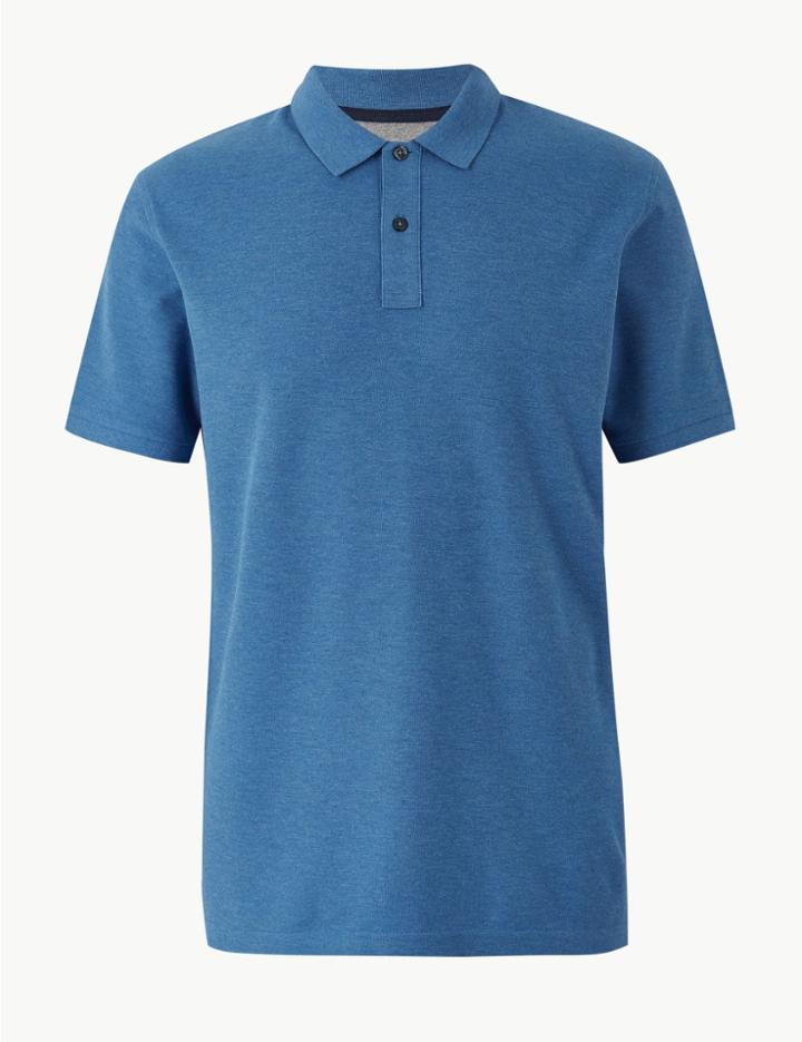 Marks & Spencer Pure Cotton Polo Shirt Royal Blue